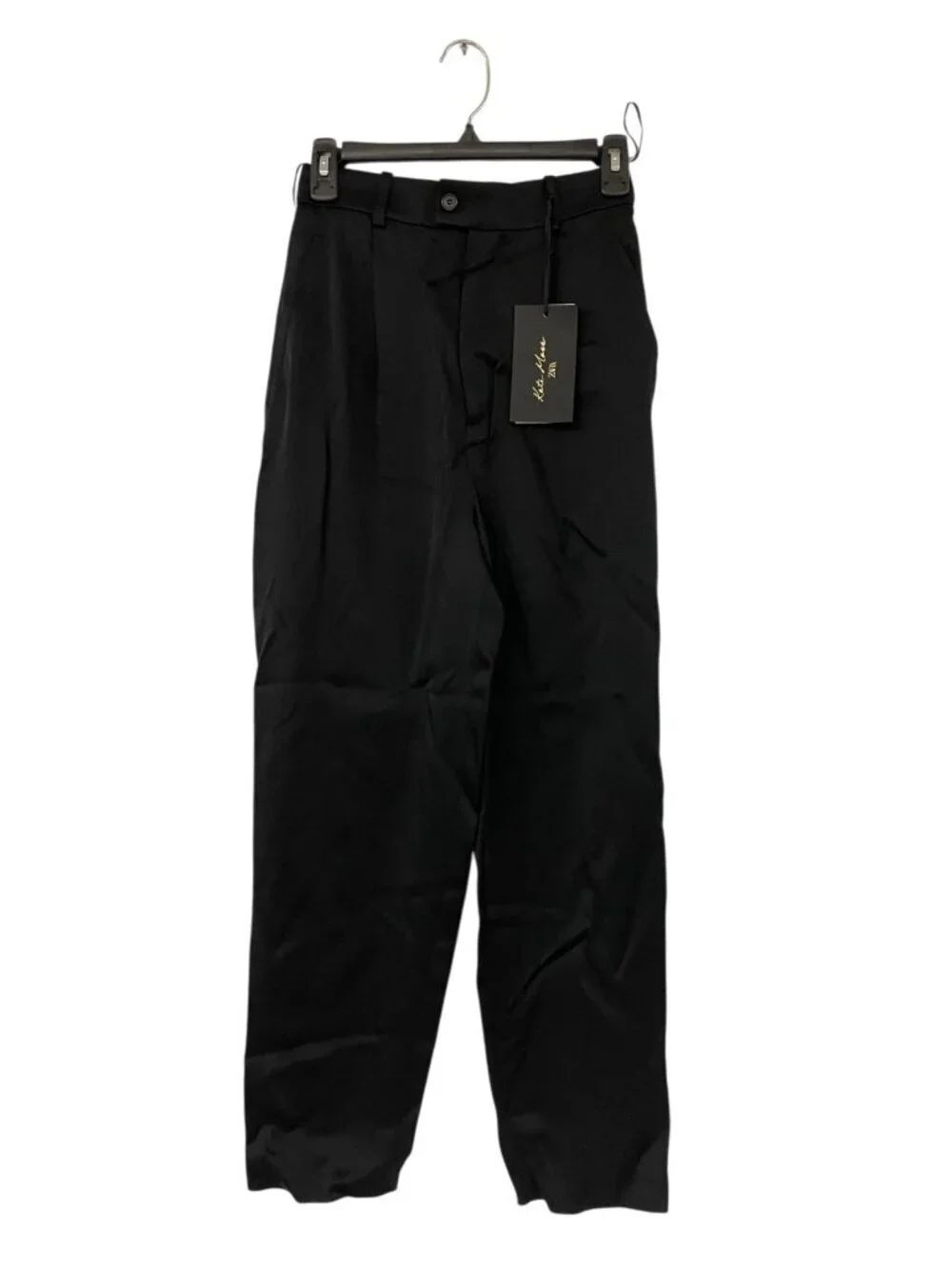 Zara Kate Moss Womens Trousers Pants XS Black Satin High Waist 9500/804 NWT